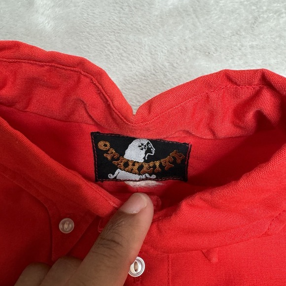 Vintage 50s Otaheite Men's Button Up Shirt Size Medium Preowned Red - Picture 2 of 6